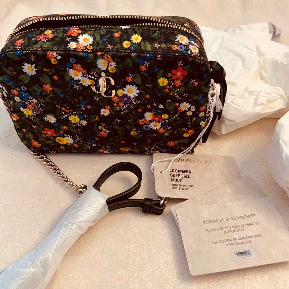 🌺 Jimmy Choo black flower satin camera bag w/dustbag 🌷 - Picture 5 of 5